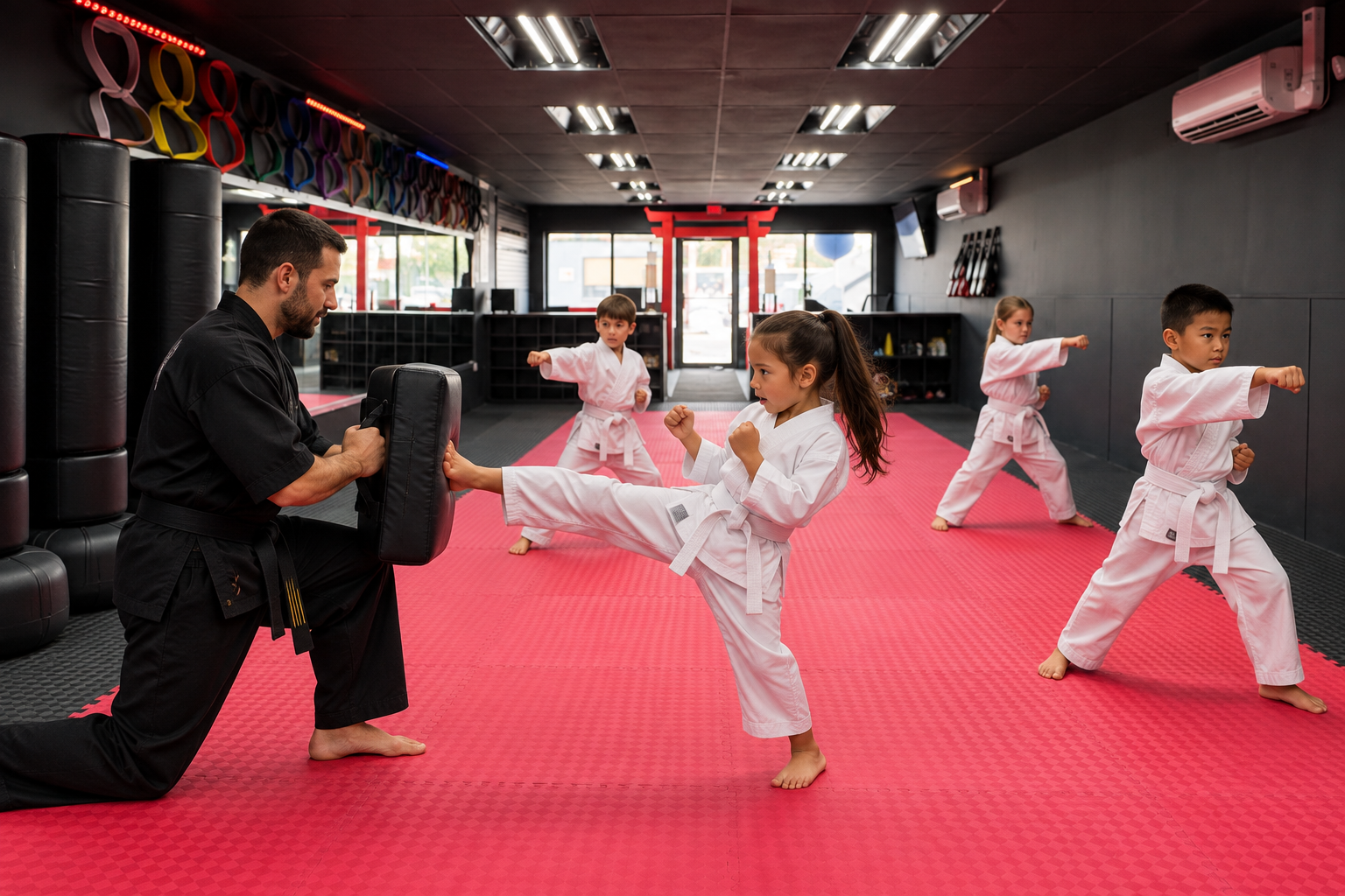 Illustration: Junior students practicing with an instructor